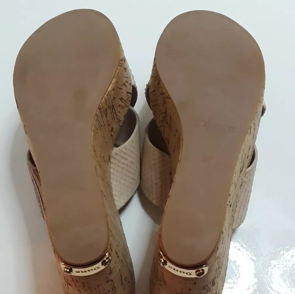 Dune London Taupe Textured Leather Platform Wedge - Picture 6 of 7